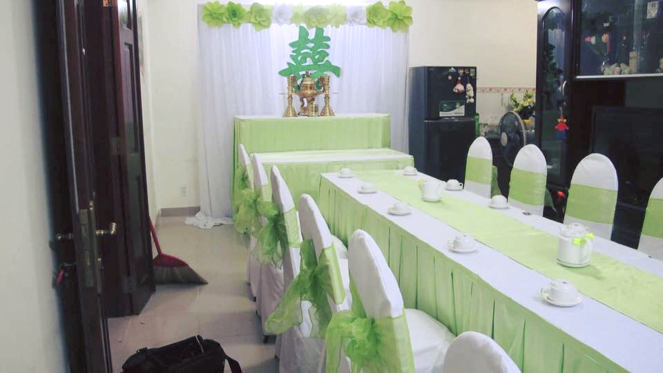 Trang trí đám cưới tại nhà - mẫu xanh lá cây